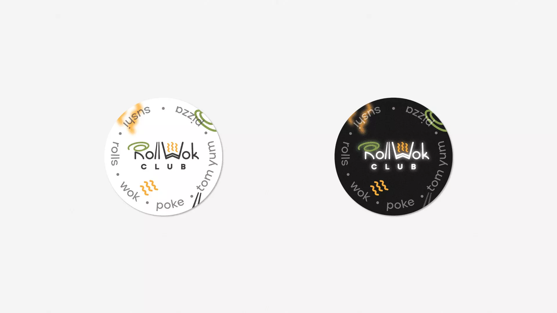 Разработка наклеек для суши-бара «Roll Wok Club» в Благовещенске