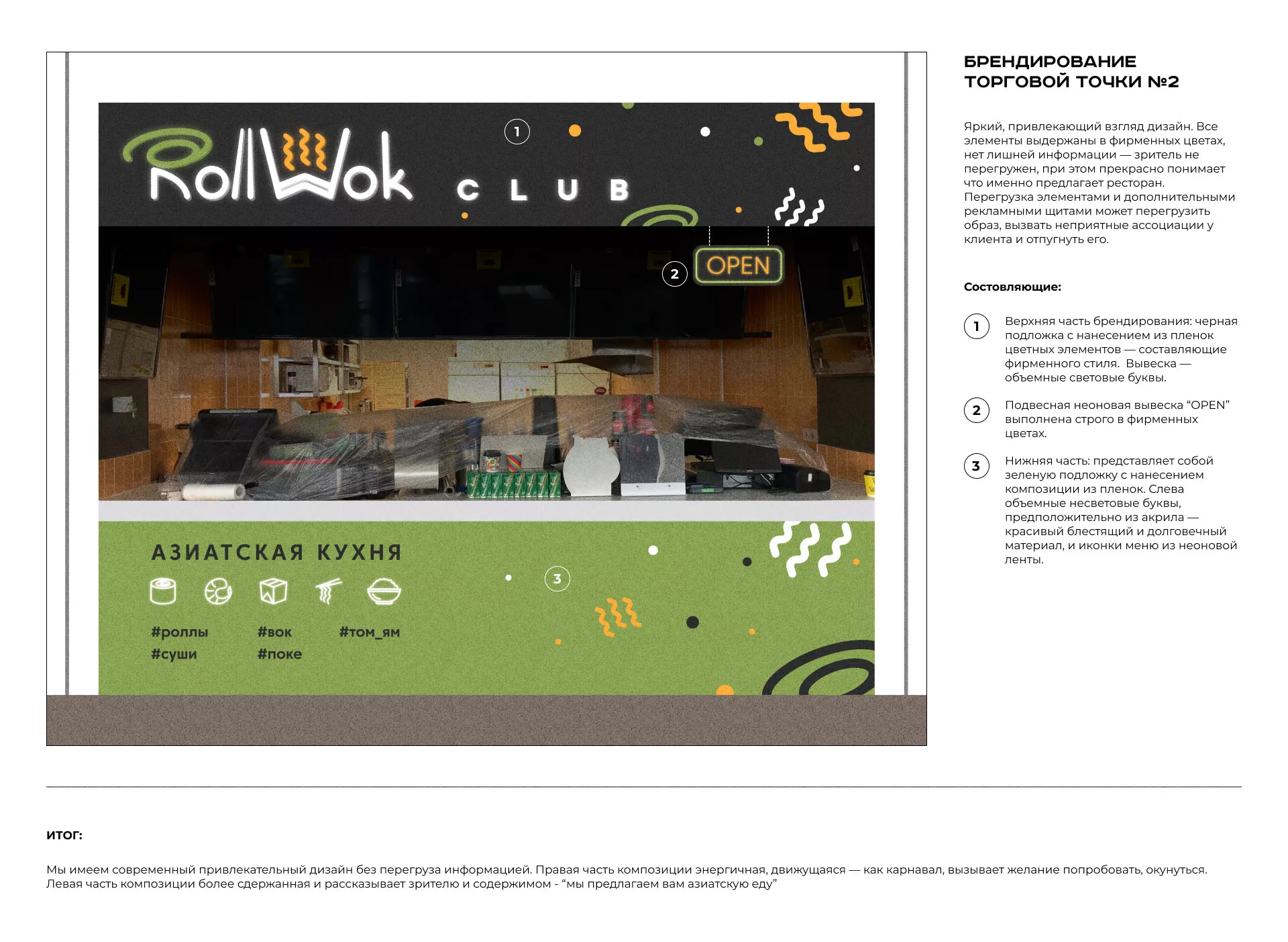 Брендирование торговых точек суши-бара «Roll Wok Club» в Благовещенске